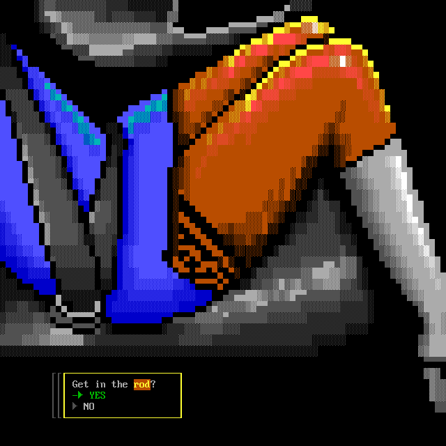 Gif with ANSI art of a girl sitting in a car